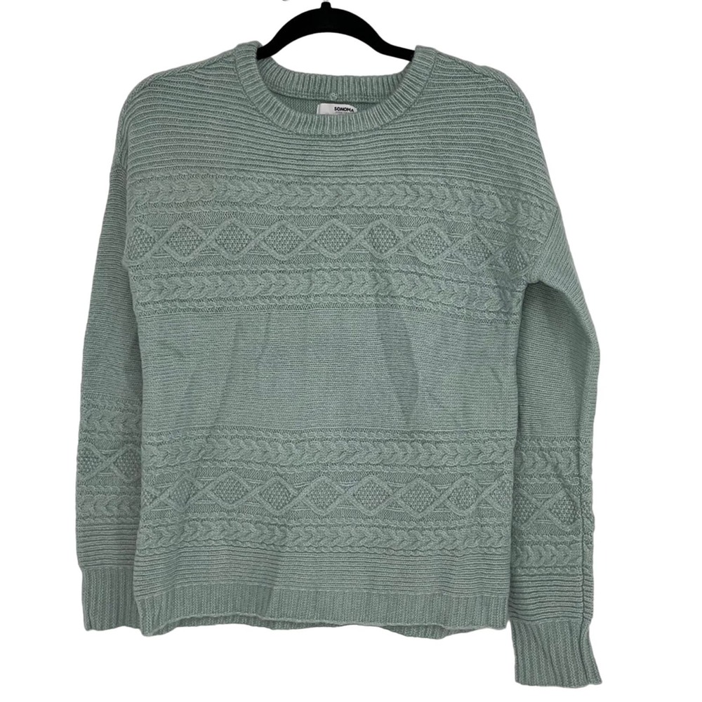 SONOMA GREEN BRAIDED DESIGN SOFT SWEATER SMALL